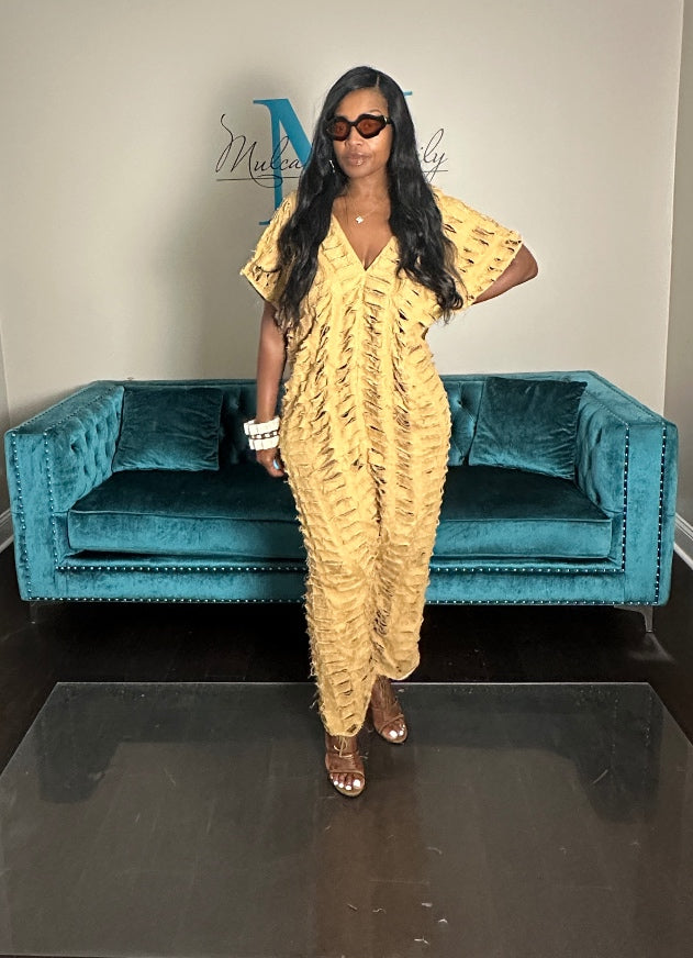 Pre-Order Denim Distressed Harem Romper Caramel Ships 8/27