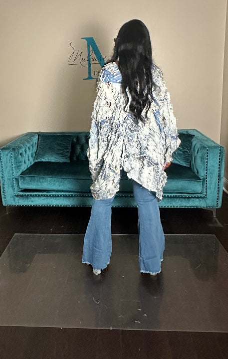 Acid Washed Denim Distressed  Top Ships 9/24