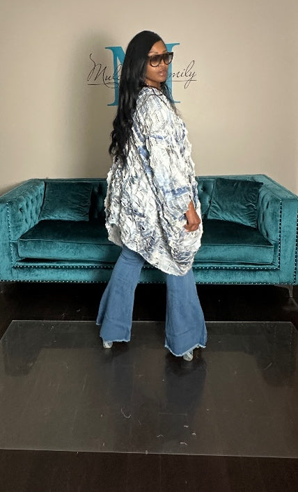 Acid Washed Denim Distressed  Top Ships 9/24