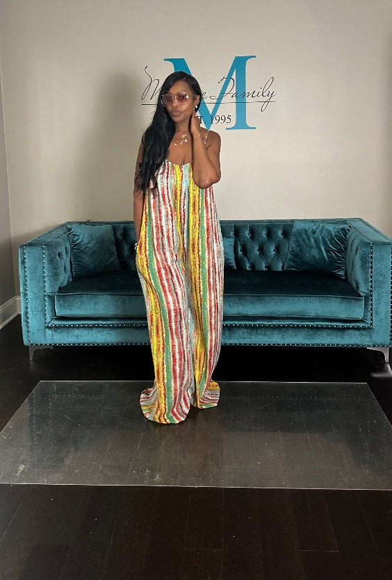 Summer Breeze Multicolor Striped Flowing Jumpsuit