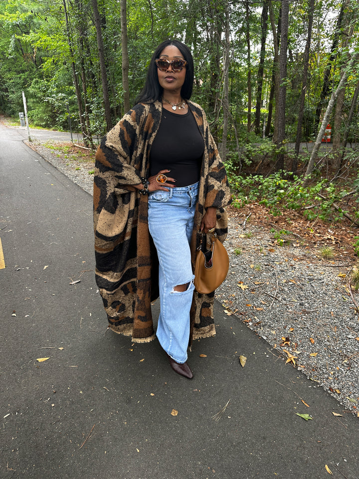 Winter Fashion Leopard Print Kimono Coat Ships 9/21