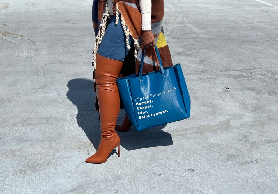 Fluent French Vegan Leather Tote Navy