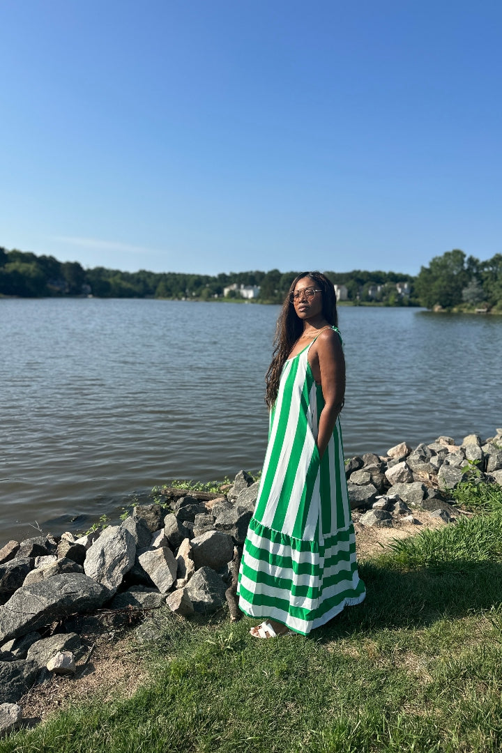 white and green maxi dress Reiss Lexi Floral Sketch Maxi Dress
