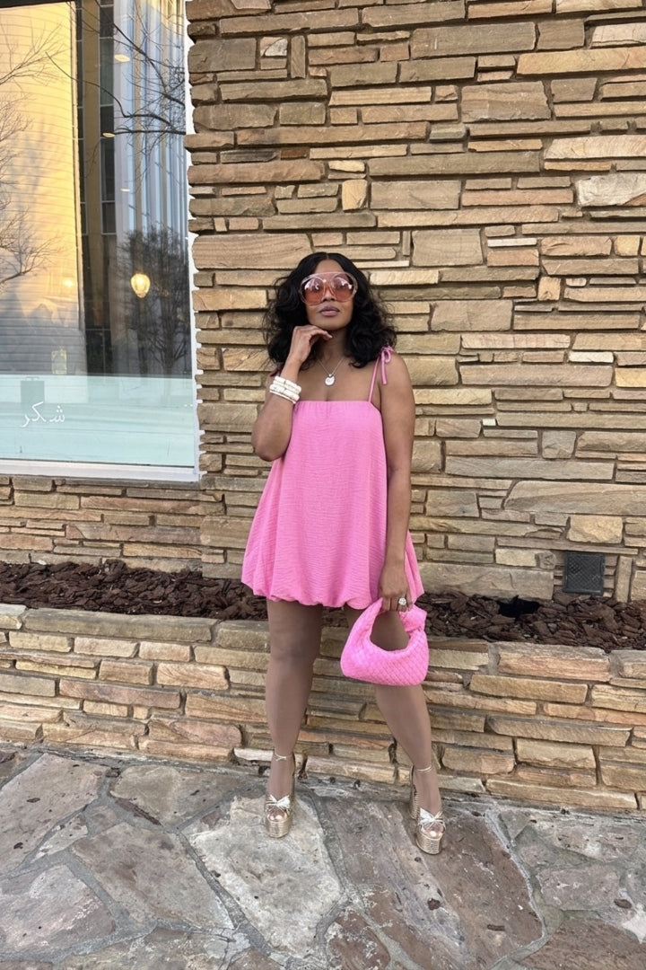 Spring Bloom Bubble hem dress - Candy Pink