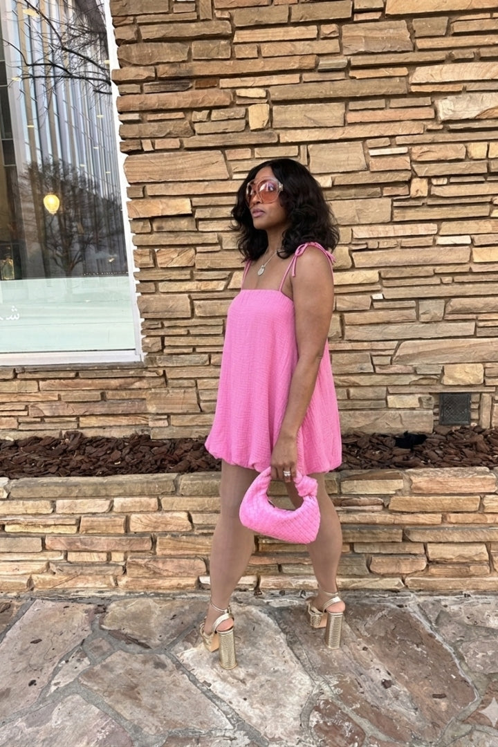 Spring Bloom Bubble hem dress - Candy Pink