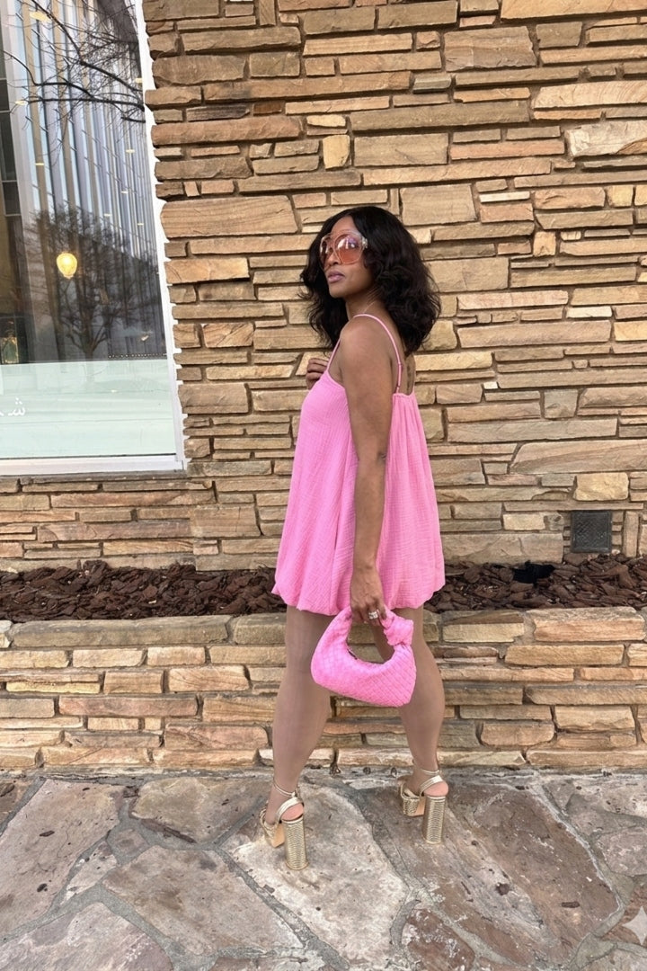 Spring Bloom Bubble hem dress - Candy Pink