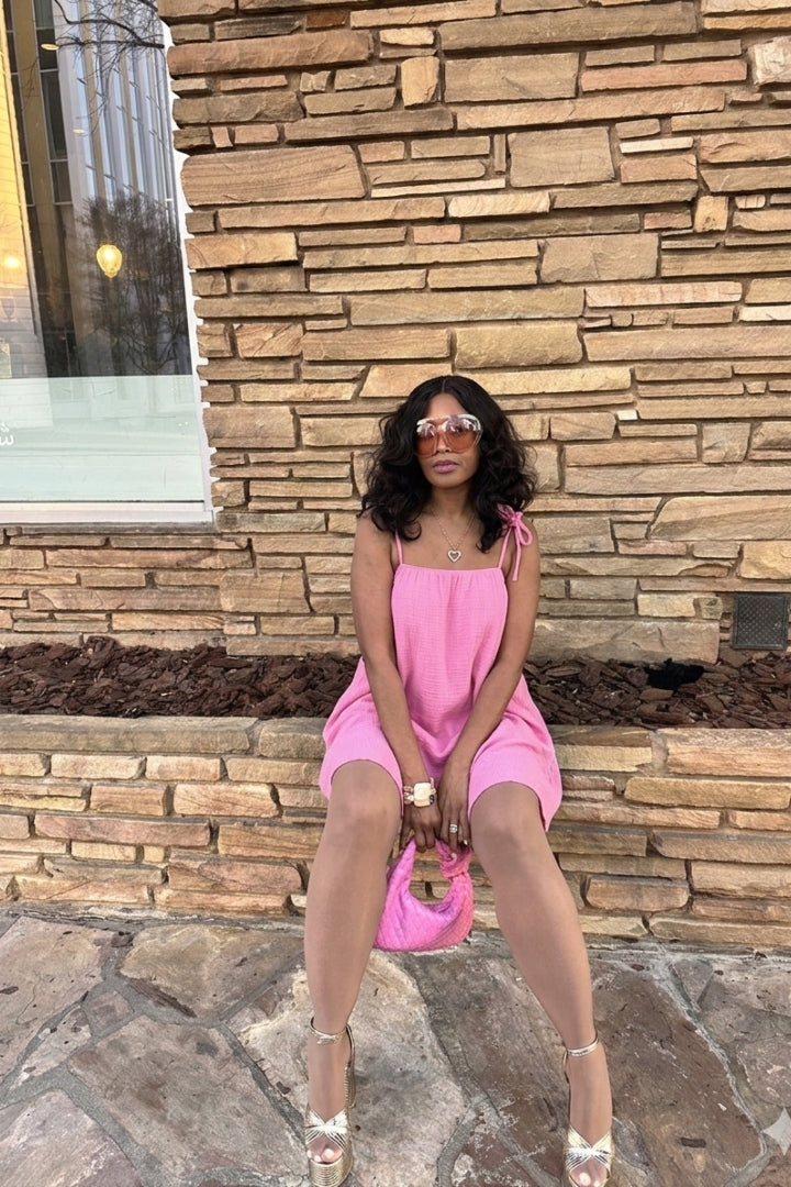 Spring Bloom Bubble hem dress - Candy Pink