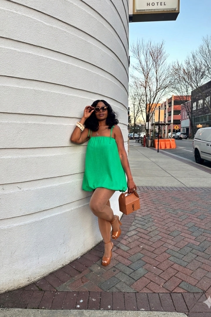 Spring Bloom Bubble hem dress - Kelly Green