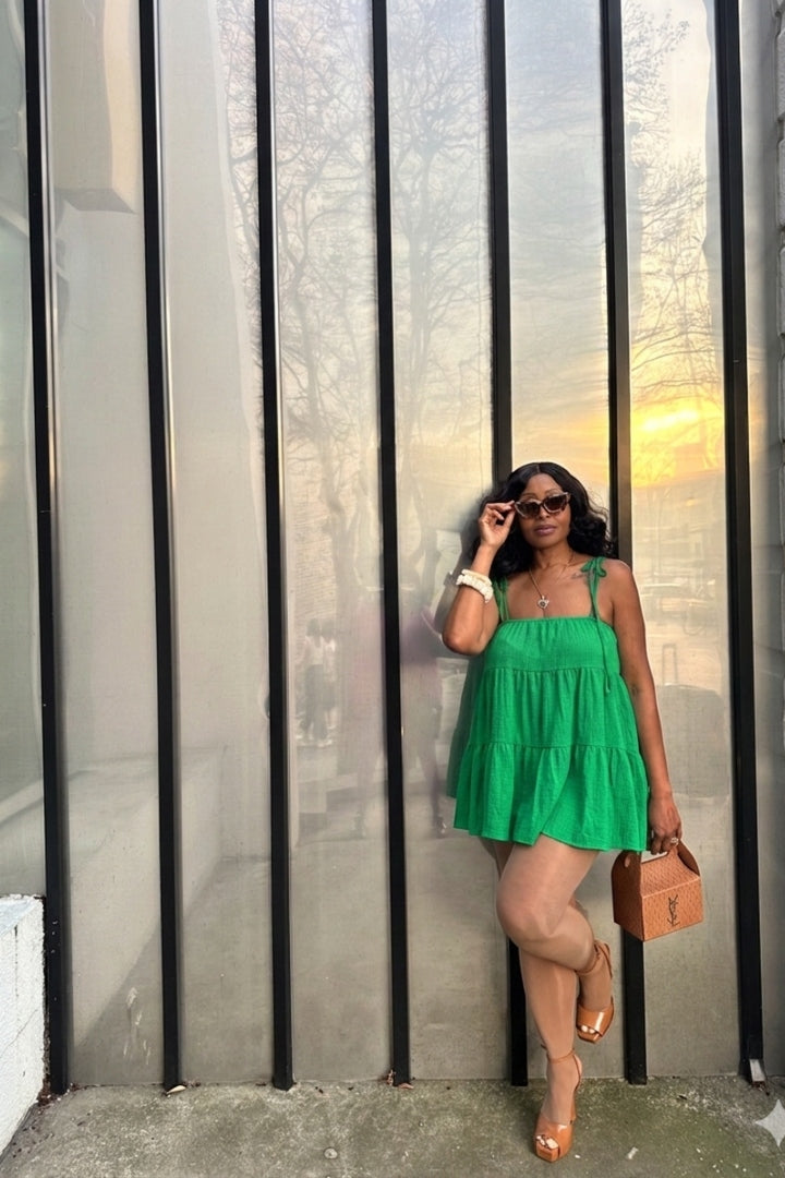 Spring Bloom Bubble hem dress - Kelly Green