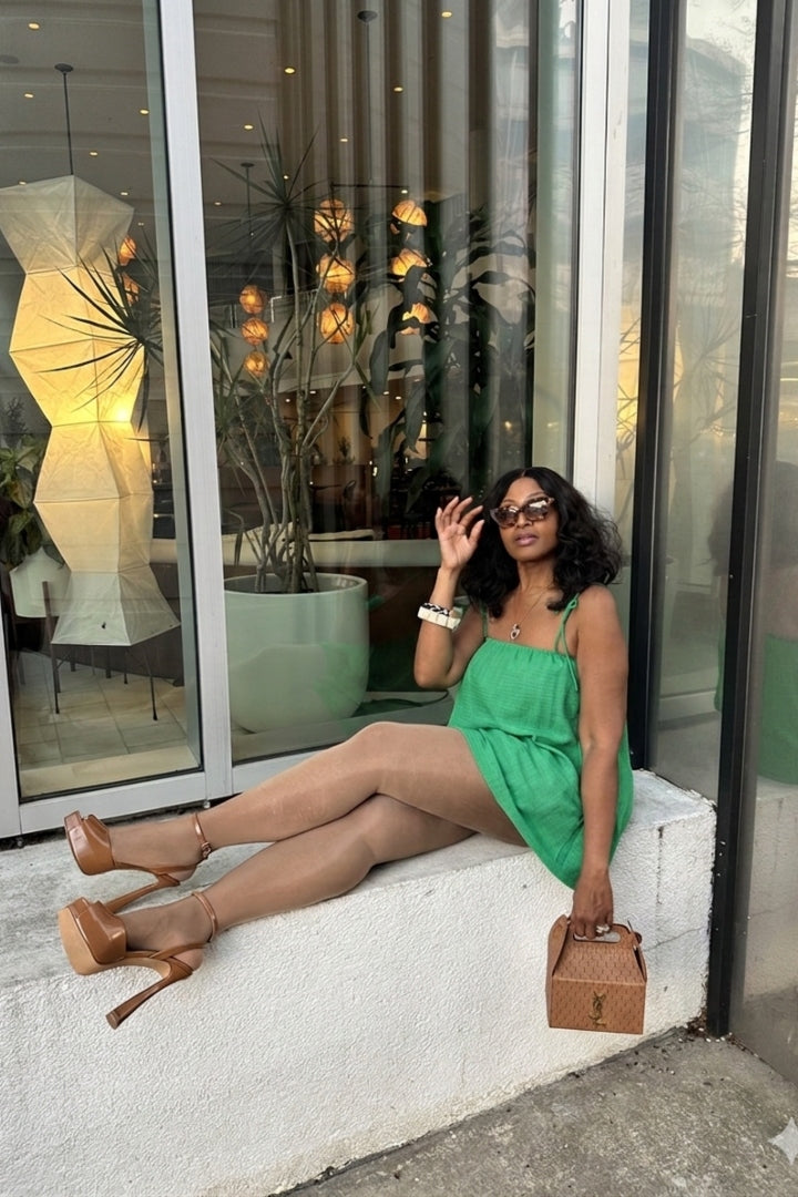 Spring Bloom Bubble hem dress - Kelly Green