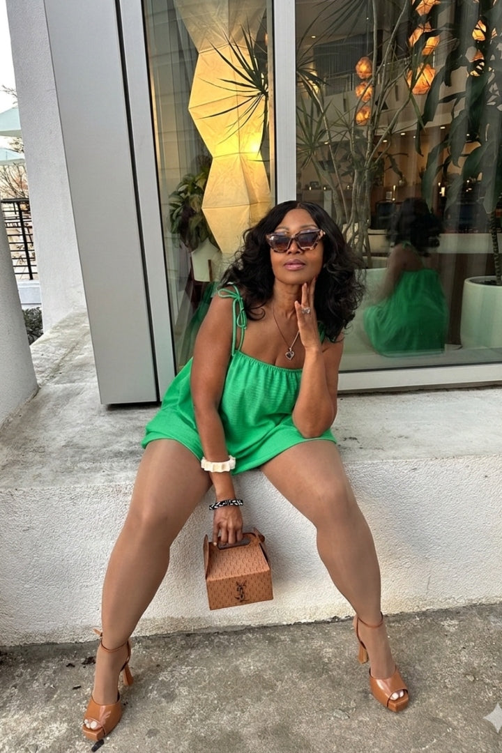 Spring Bloom Bubble hem dress - Kelly Green