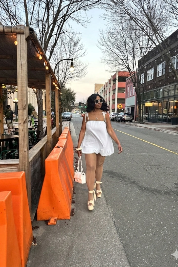 Spring Bloom Bubble hem dress - White