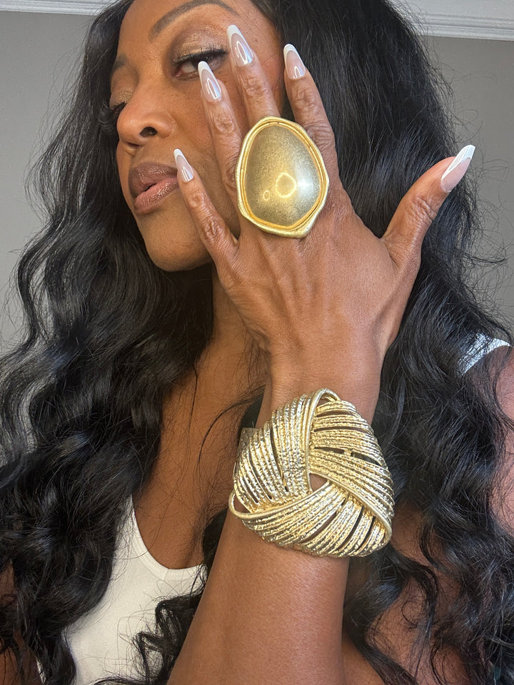 Gold Stretch Pretzel Abstract Bracelet