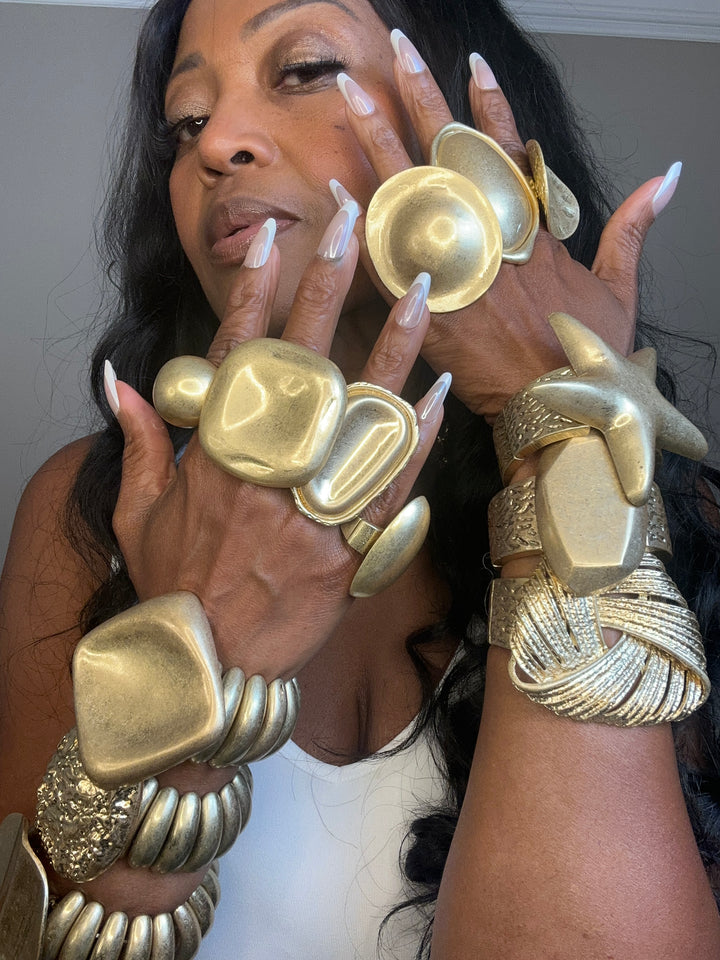 Gold Stretch Pretzel Abstract Bracelet