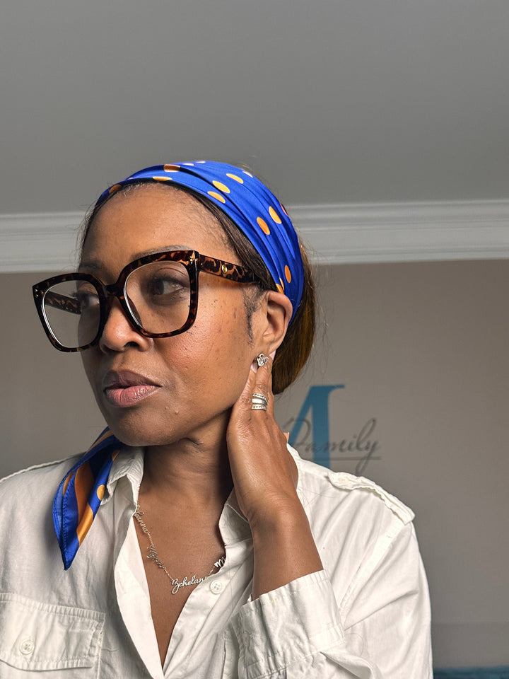 Blue and Yellow Polka Dot Scarf