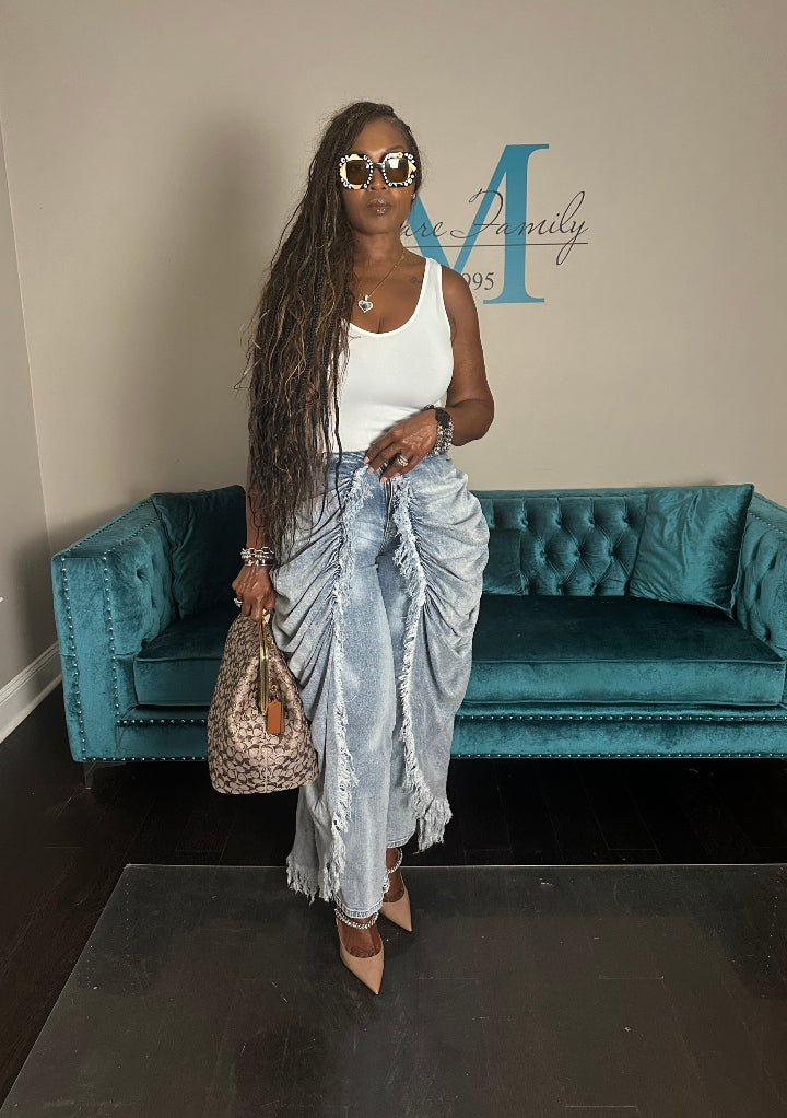 It's All In The Drapes Denim Overlay Jeans