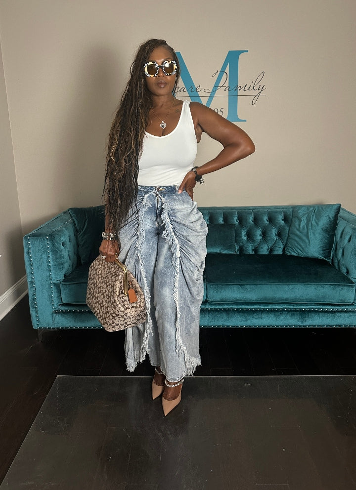 It's All In The Drapes Denim Overlay Jeans