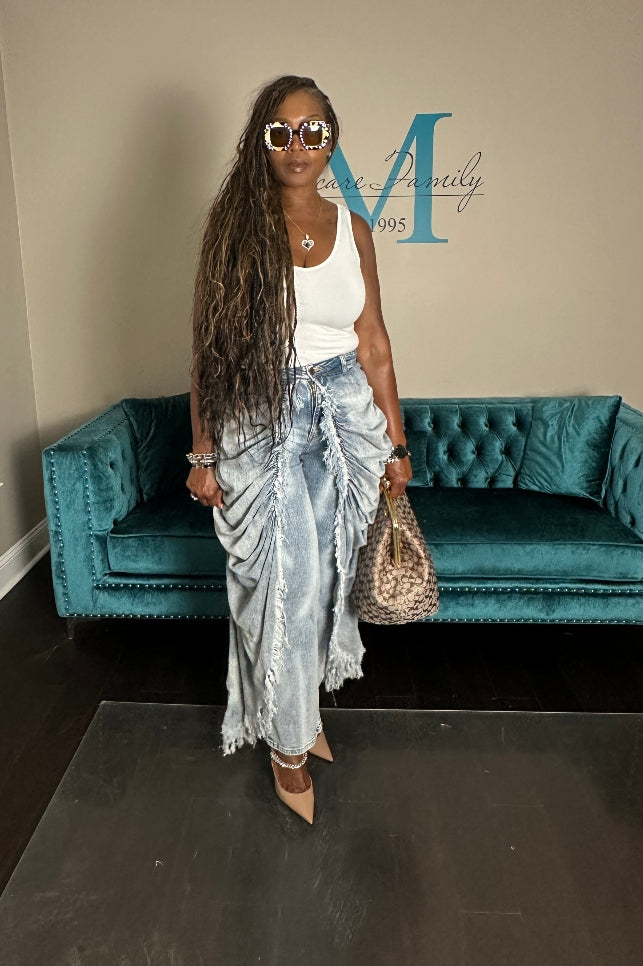 It's All In The Drapes Denim Overlay Jeans