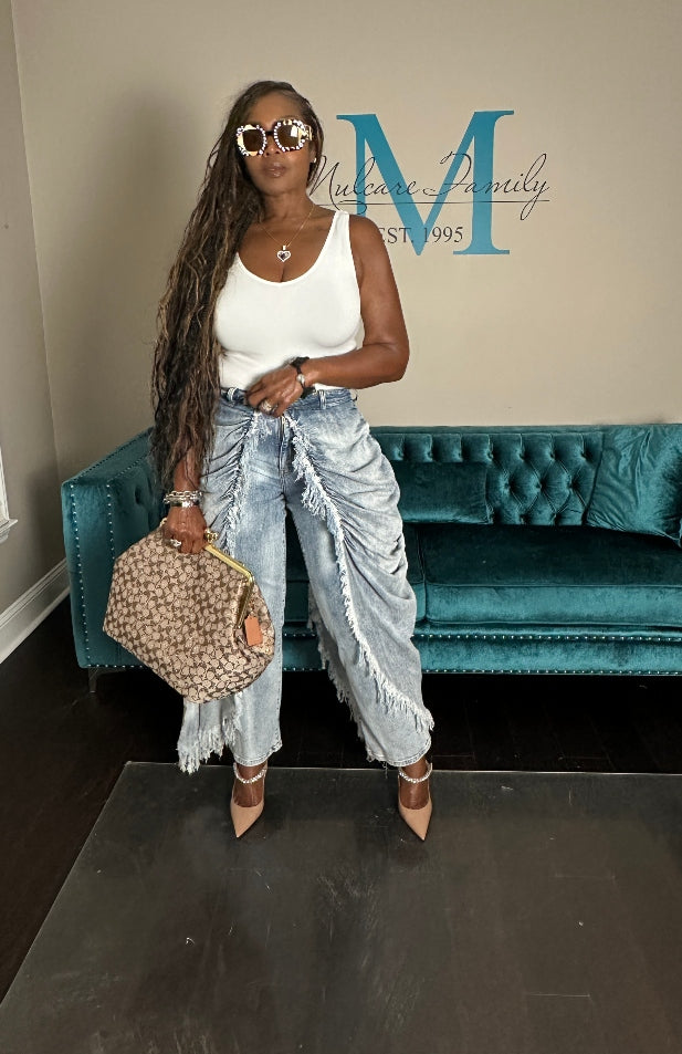 It's All In The Drapes Denim Overlay Jeans