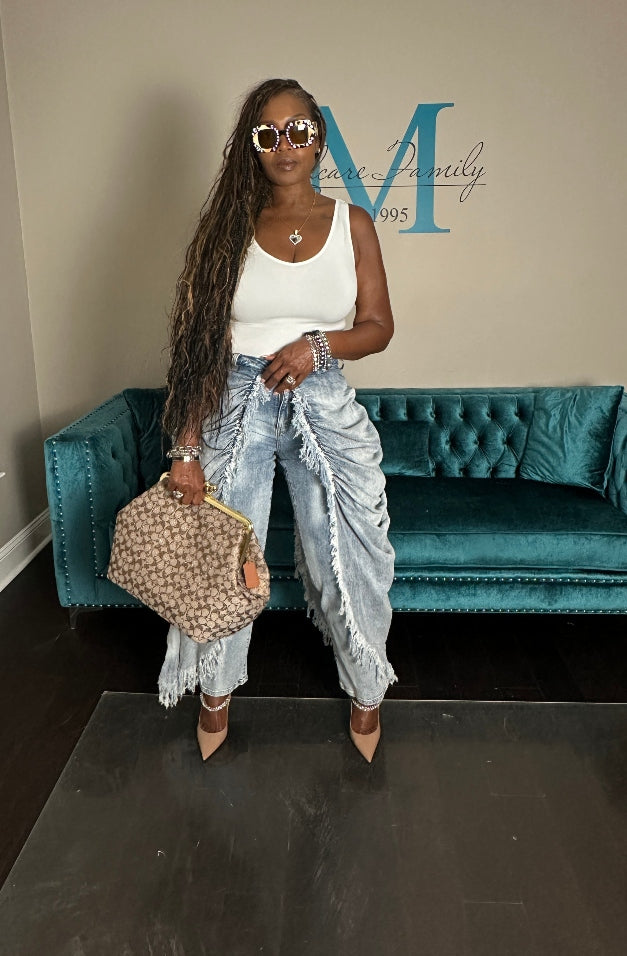 It's All In The Drapes Denim Overlay Jeans