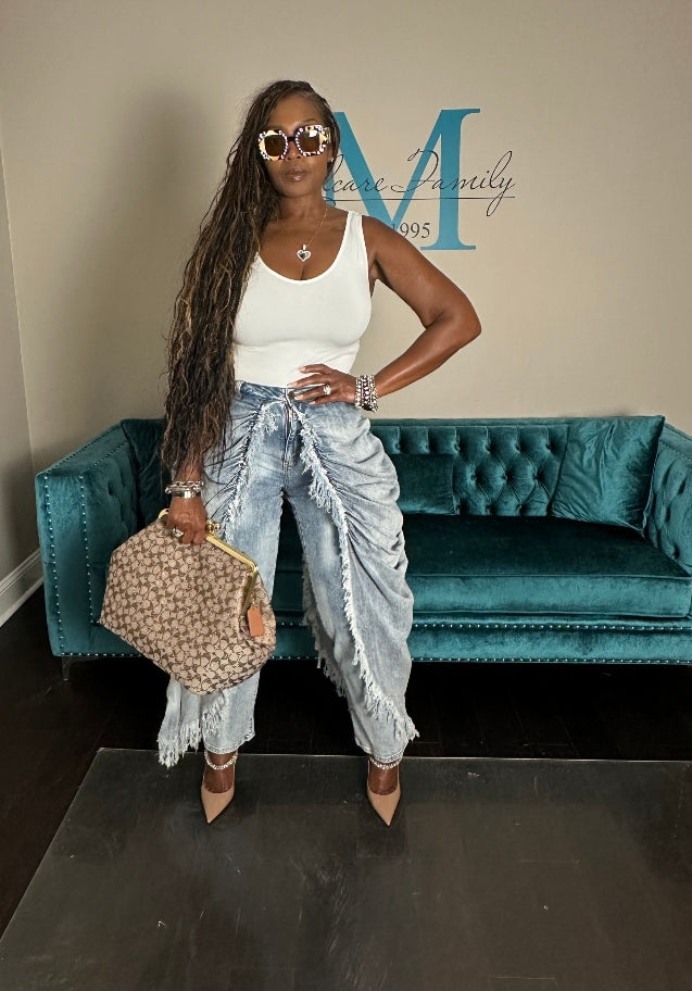 It's All In The Drapes Denim Overlay Jeans