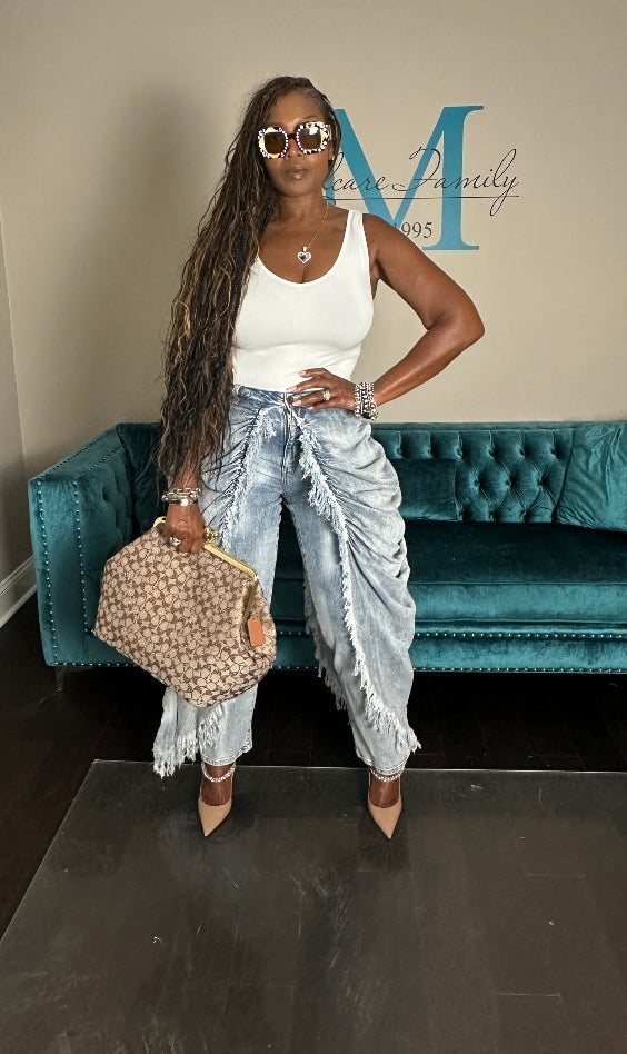 It's All In The Drapes Denim Overlay Jeans