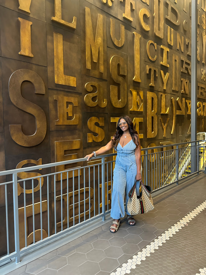 RESTOCKED! Everyday V neck Denim Cuffed Romper