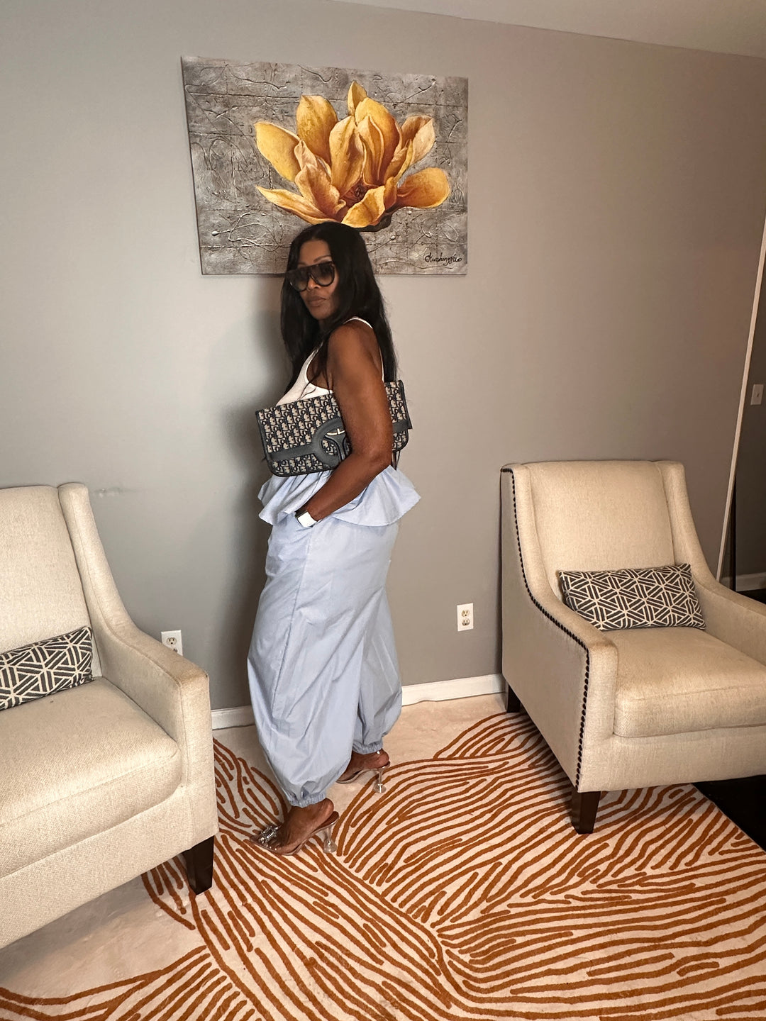 NEW Luxe Layered Peplum Pants - Light Blue