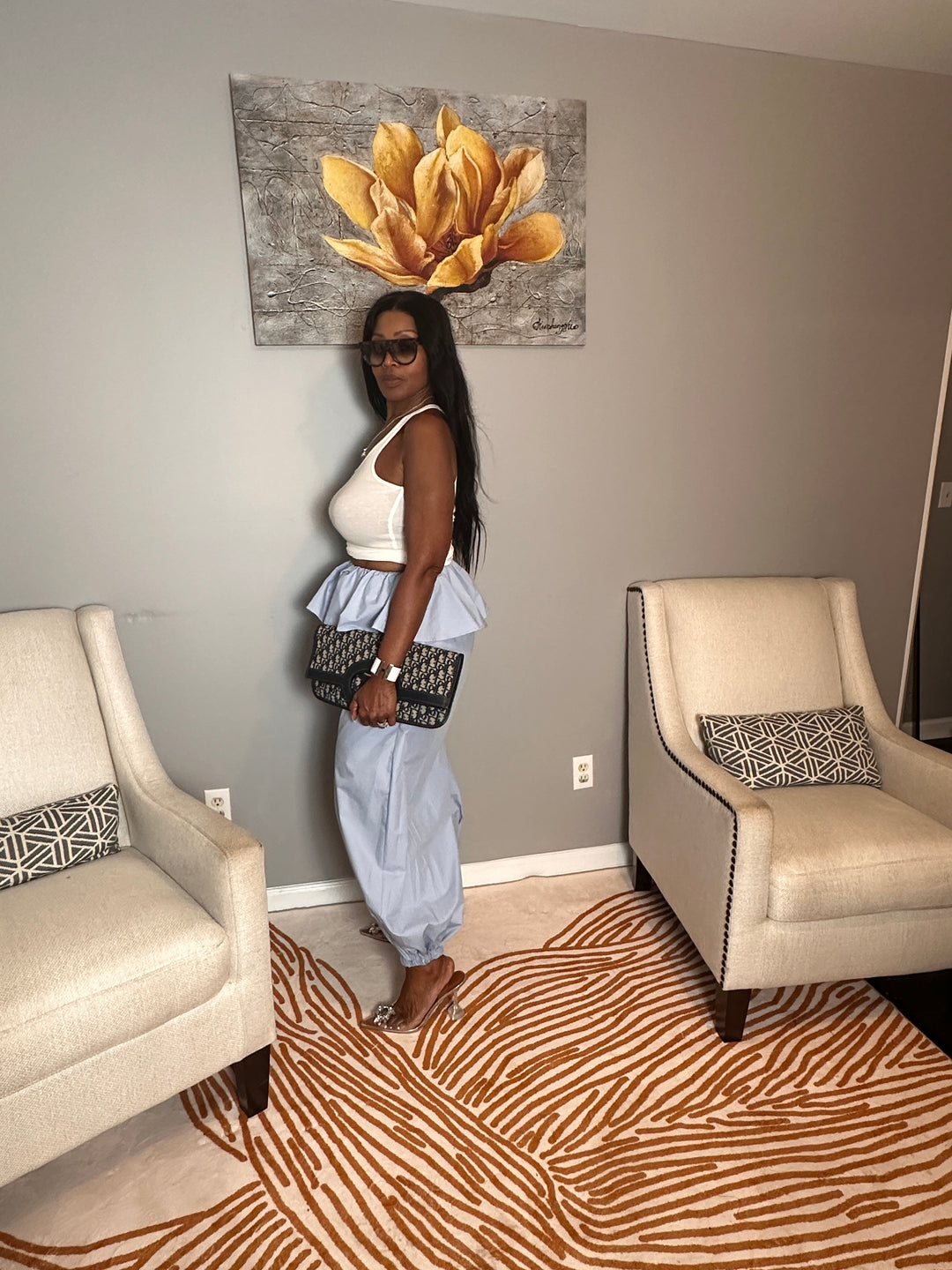 NEW Luxe Layered Peplum Pants - Light Blue
