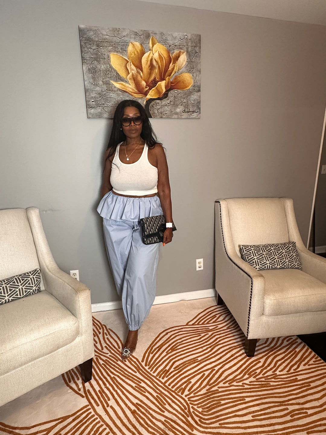 NEW Luxe Layered Peplum Pants - Light Blue