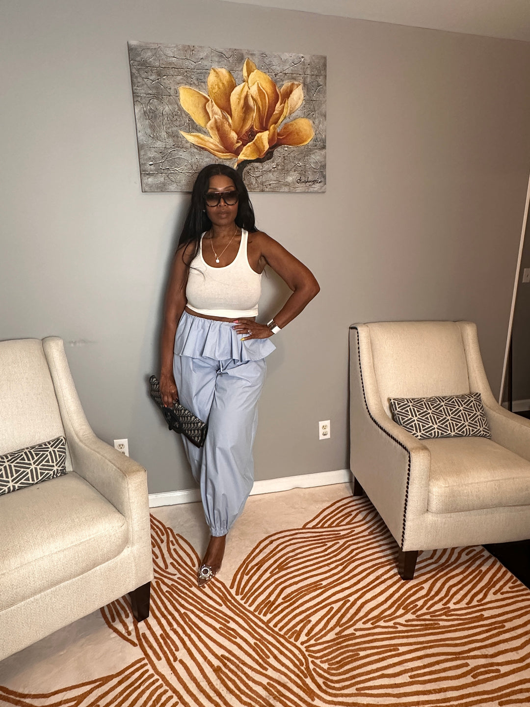 NEW Luxe Layered Peplum Pants - Light Blue