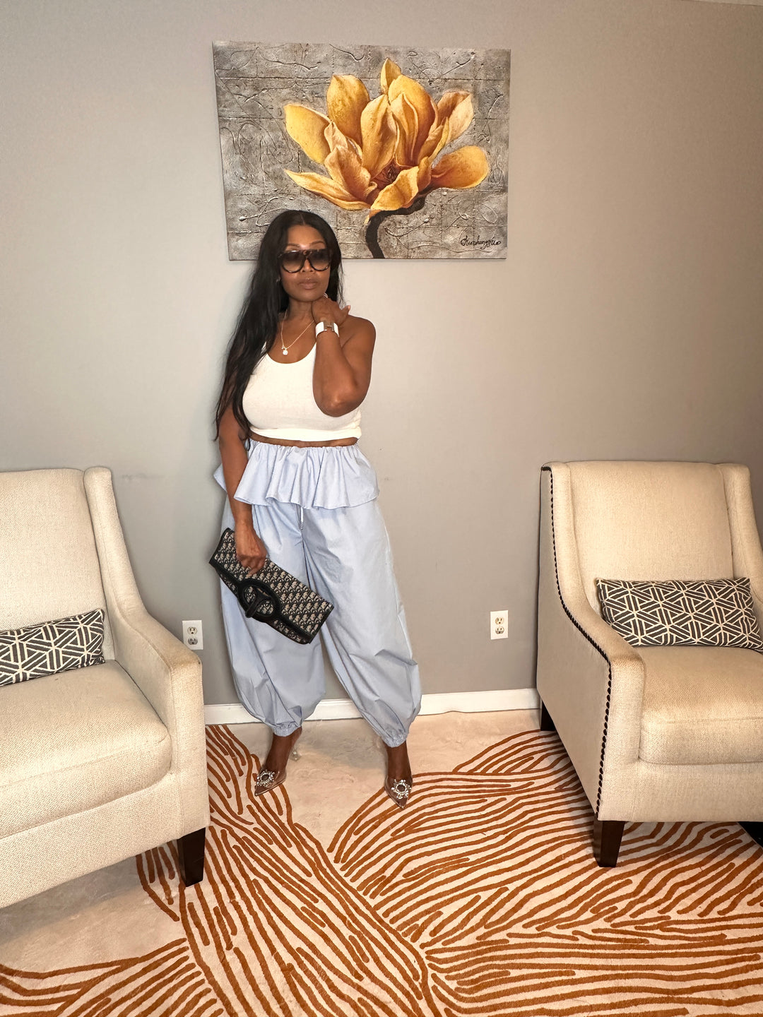 NEW Luxe Layered Peplum Pants - Light Blue
