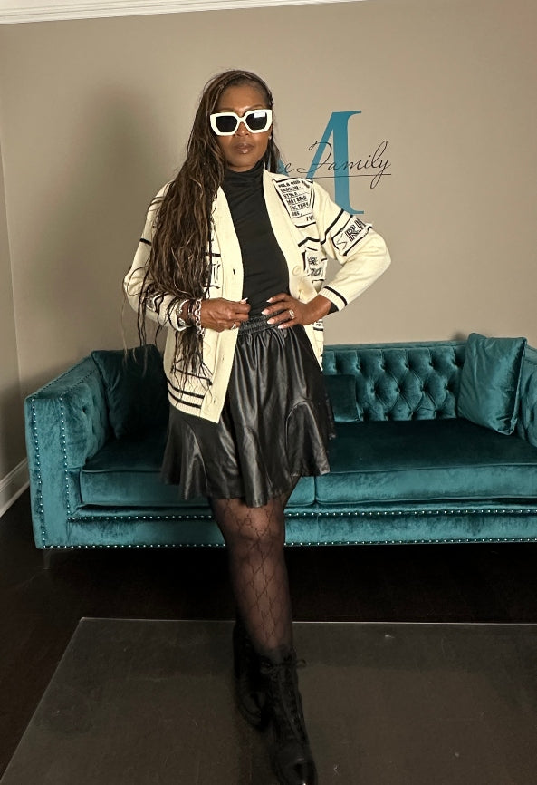 Varsity Cable Button Front Long Patchwork Cardigan - Cream