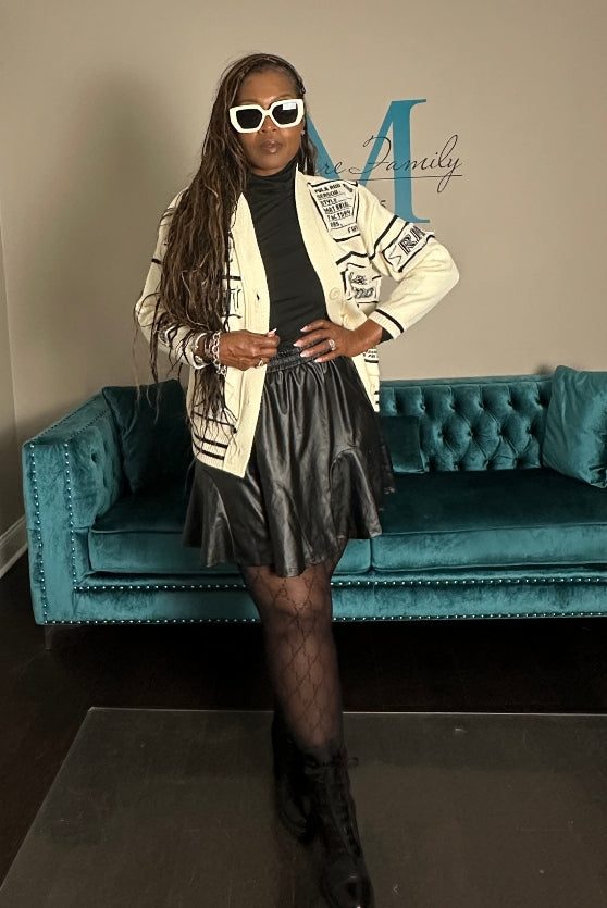 Varsity Cable Button Front Long Patchwork Cardigan - Cream