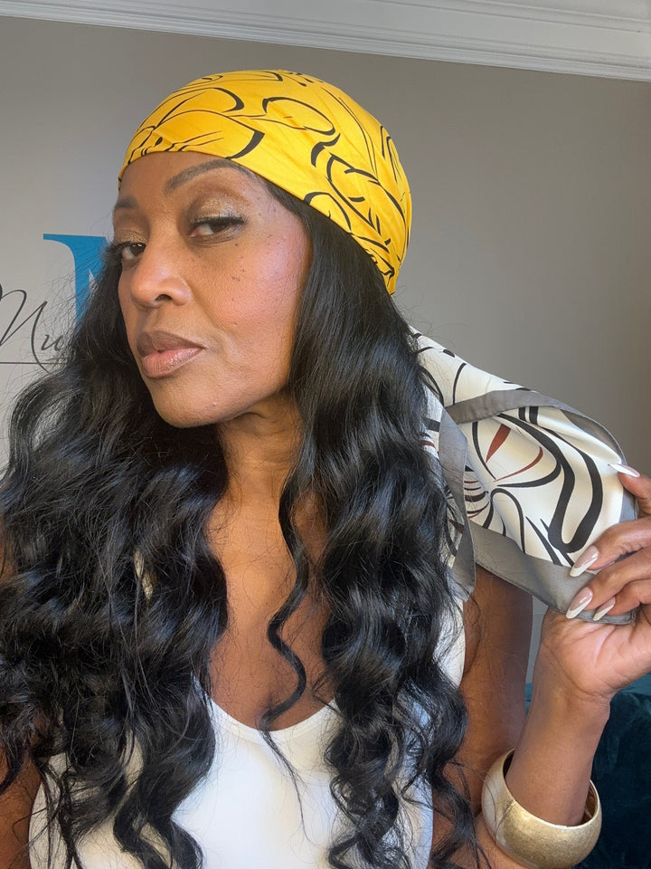 Summer Mood Scarf - Black White Yellow Blend