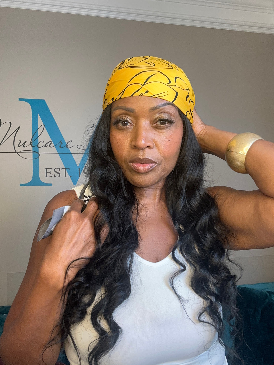 Summer Mood Scarf - Black White Yellow Blend