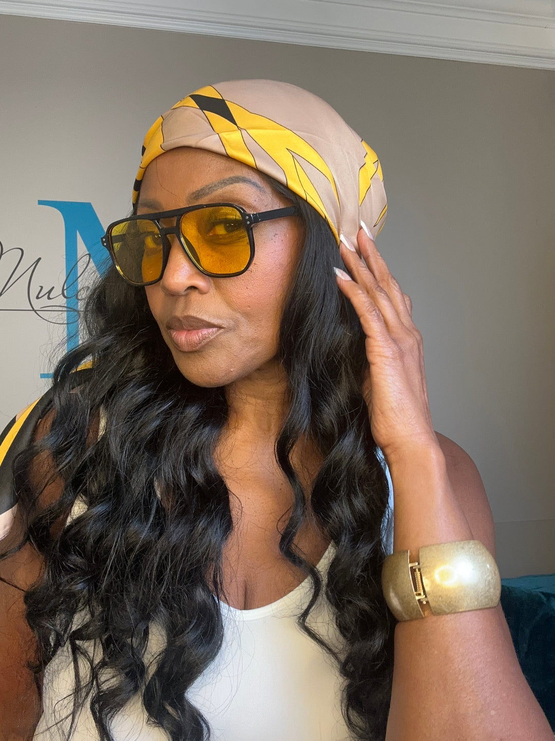 Summer Mood Scarf - Black Tan Yellow Blend