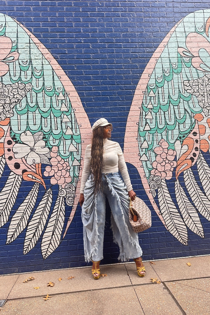 It's All In The Drapes Denim Overlay Jeans