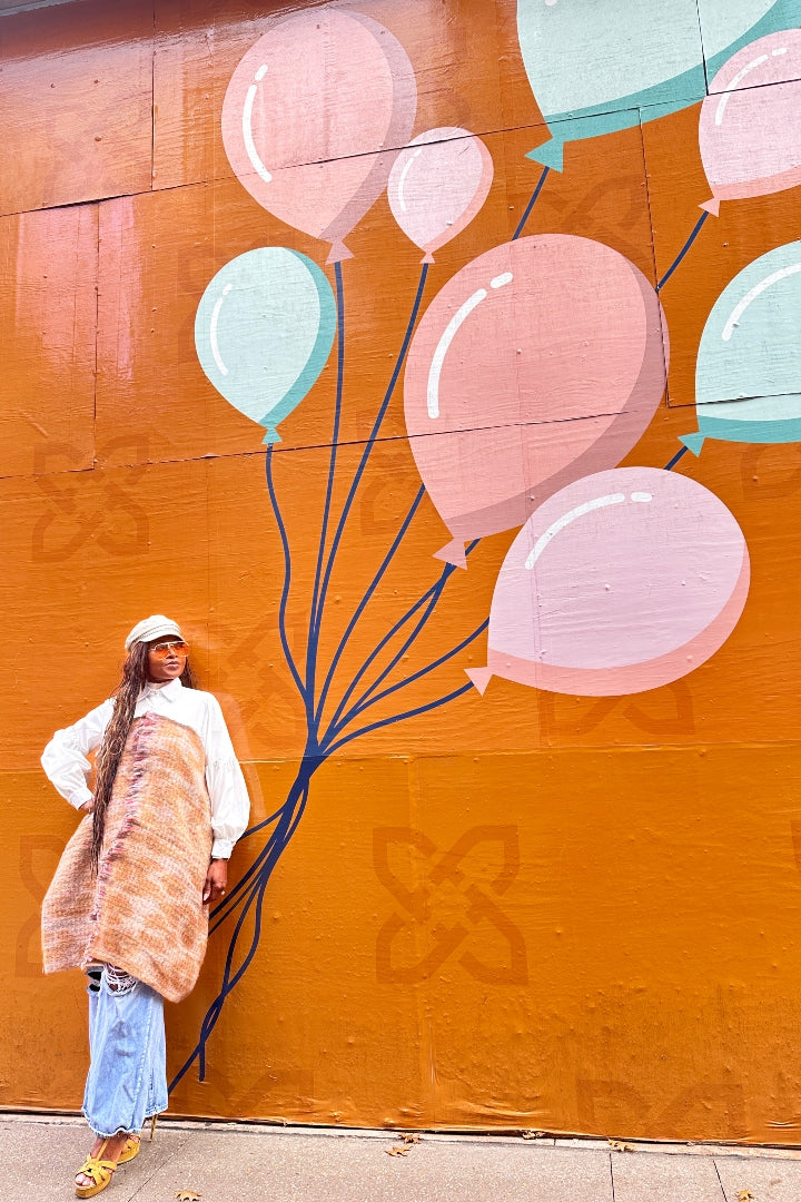 Remix Shirt and Open Front Wool Blend Cropped Sweater  - Tan Blend Ships 12/5