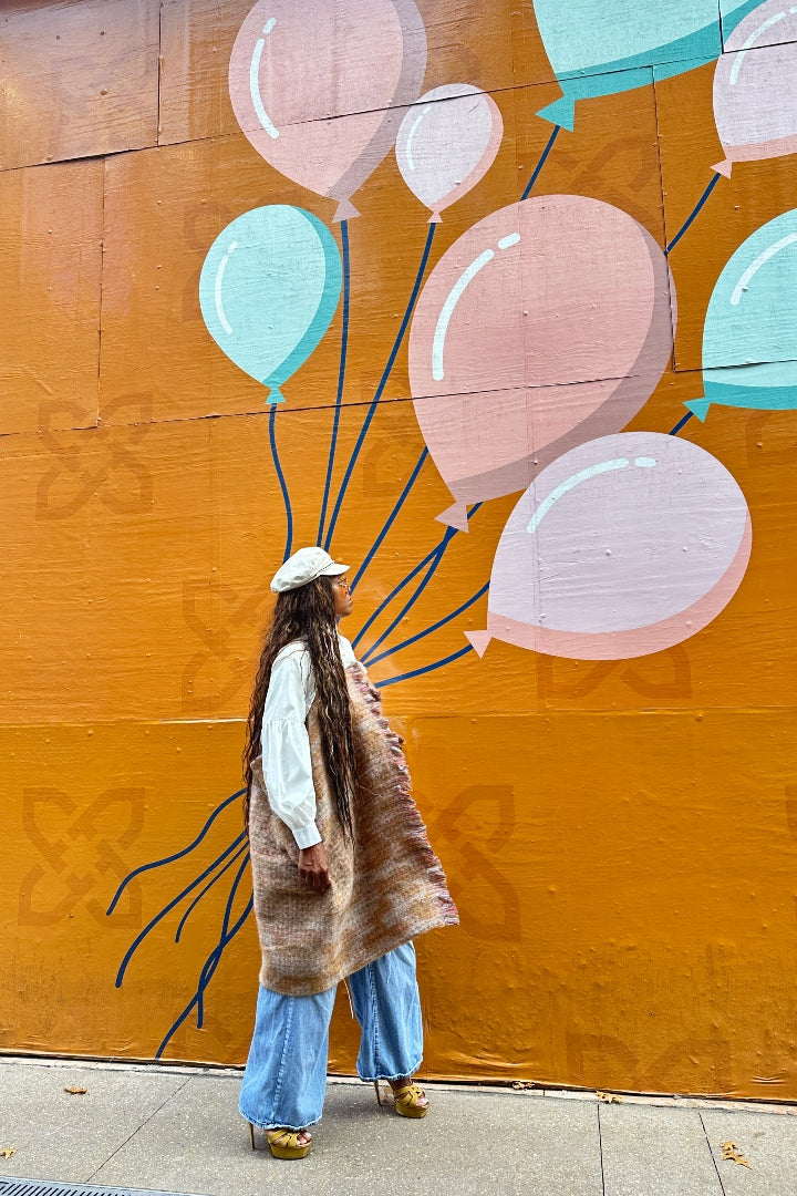 Remix Shirt and Open Front Wool Blend Cropped Sweater  - Tan Blend Ships 12/5
