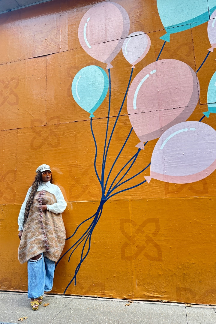Remix Shirt and Open Front Wool Blend Cropped Sweater  - Tan Blend Ships 12/5