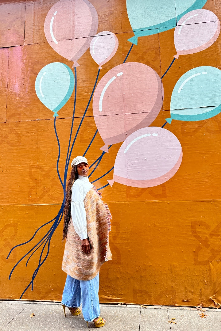 Remix Shirt and Open Front Wool Blend Cropped Sweater  - Tan Blend Ships 12/5