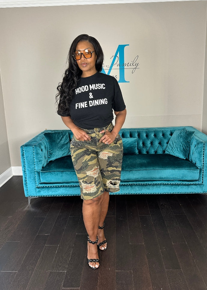 Sparkle Distressed Camo Jorts