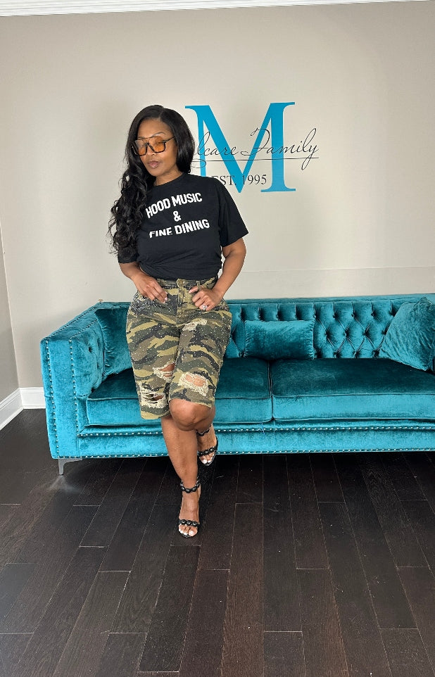 Sparkle Distressed Camo Jorts