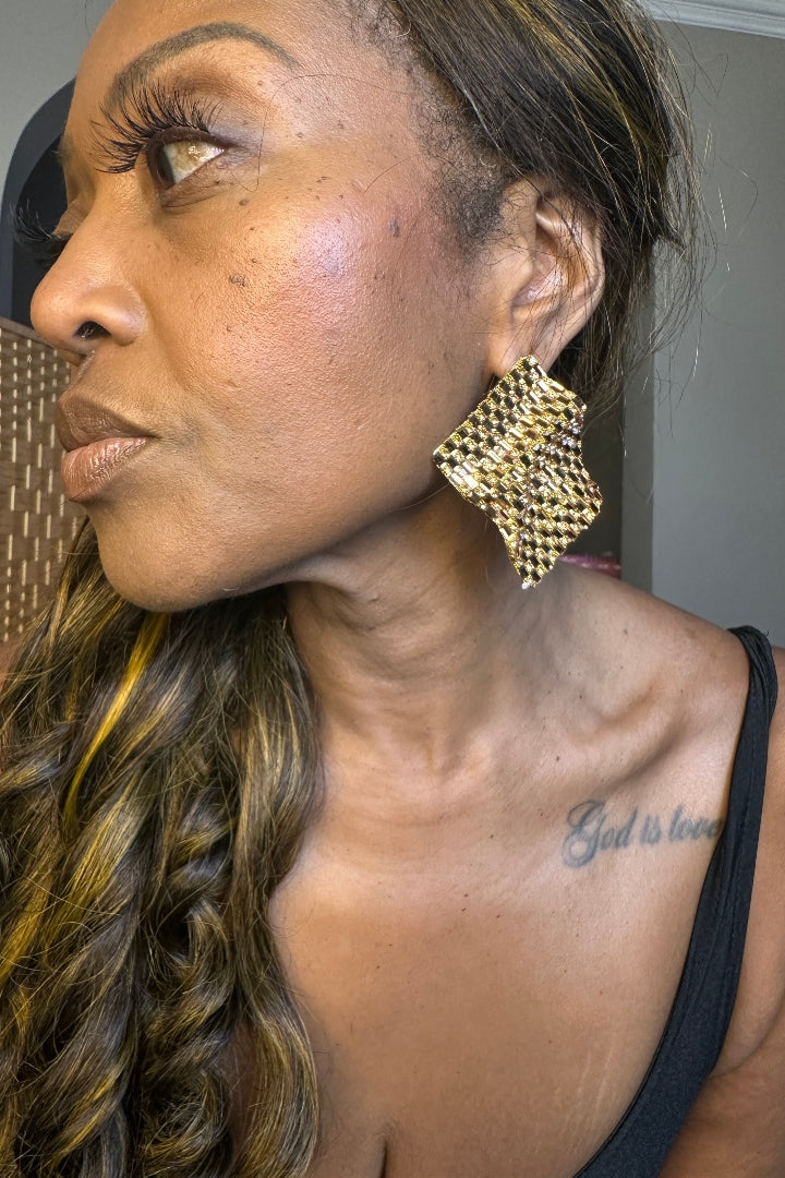 Gold Rhinestone Chunky  Stud Earrings
