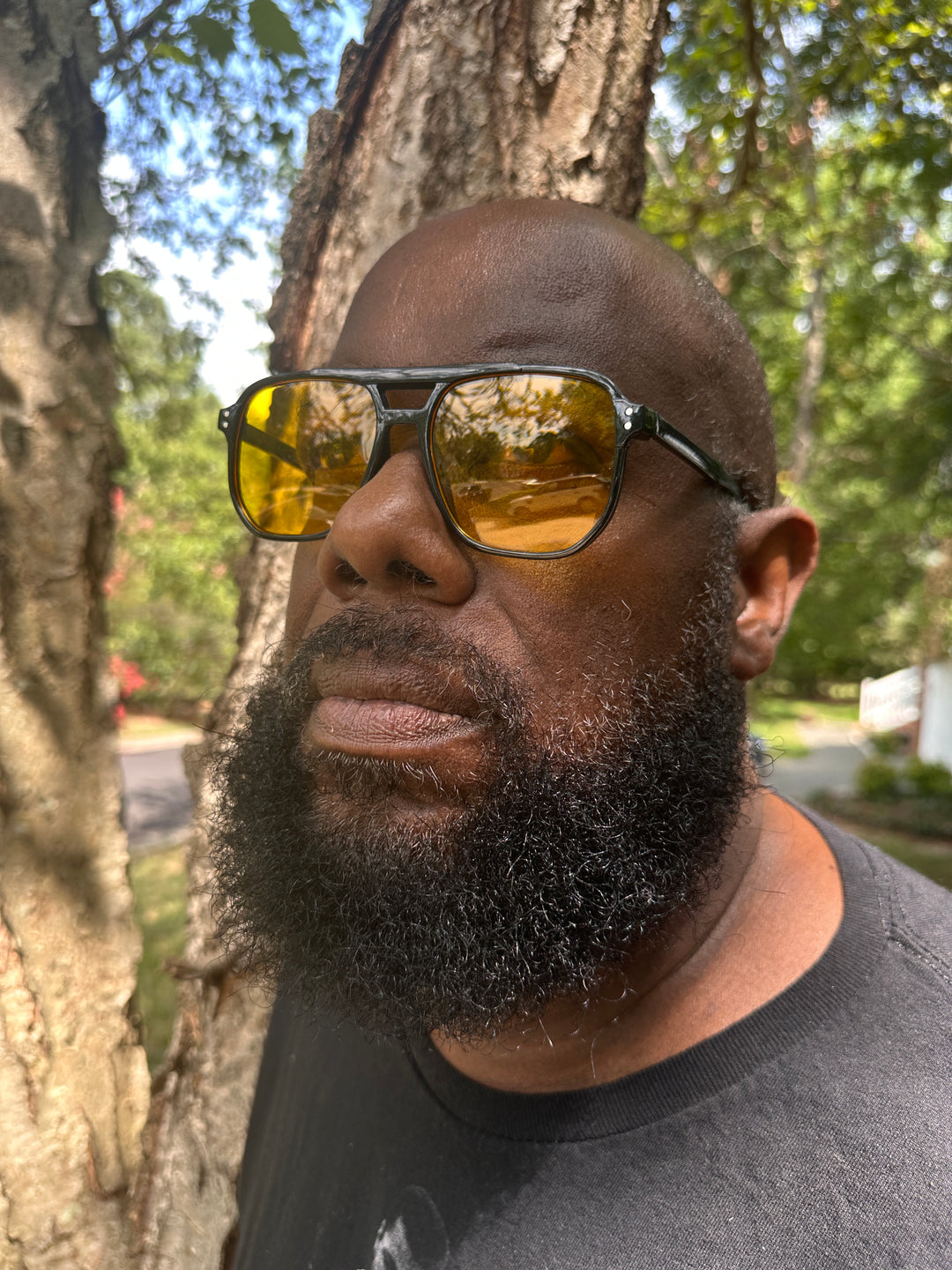 Everyday Unisex Avaiator Sunglasses -Black with Yellow Lens
