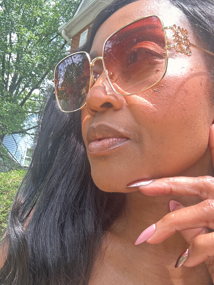 Oversize Square Aviator Sunglasses - Brown Tinted