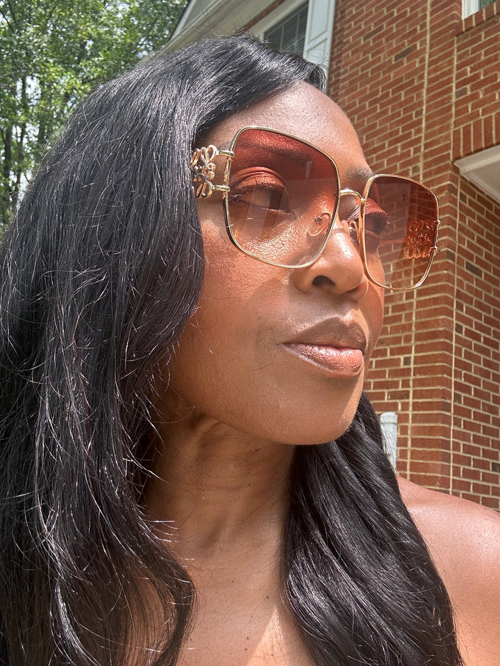 Oversize Square Aviator Sunglasses - Brown Tinted