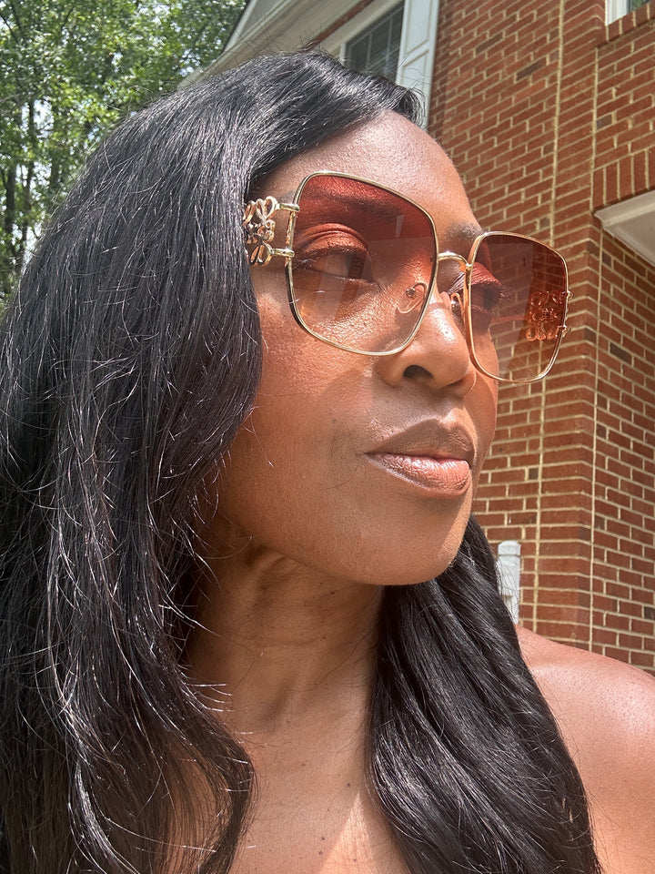 Oversize Square Aviator Sunglasses - Brown Tinted