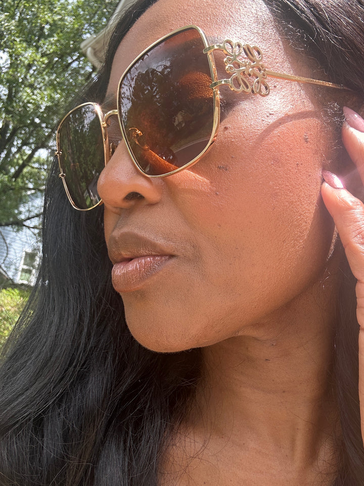 Oversize Square Aviator Sunglasses - Brown Tinted